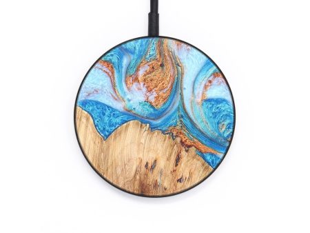 Circle Wood+Resin Wireless Charger - Yesenia (Teal & Gold, 671406) For Cheap