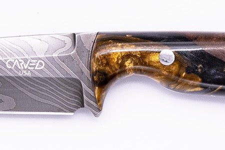 Carved Damascus Field Knife #20665 Online now