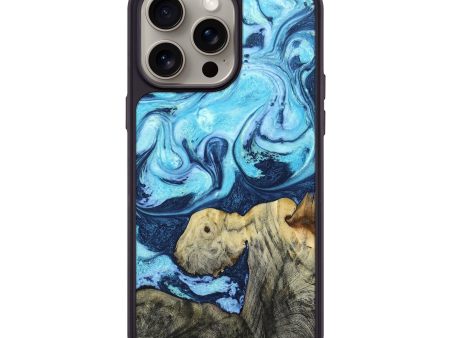 iPhone 15 Pro Max Wood+Resin Phone Case - Adeline (Blue, 670059) Cheap