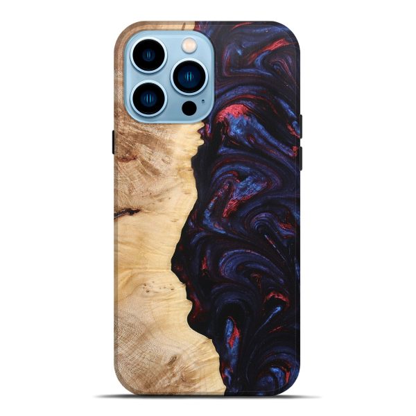 iPhone 14 Pro Max Wood+Resin Live Edge Phone Case - Gerald (Blue, 669964) Sale