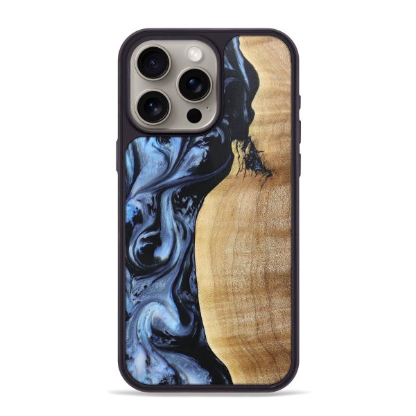 iPhone 15 Pro Max Wood+Resin Phone Case - Irma (Blue, 671136) on Sale