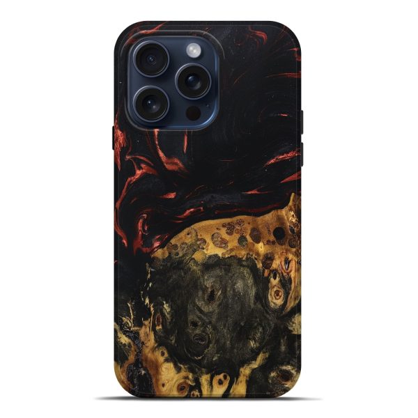 iPhone 15 Pro Max Wood+Resin Live Edge Phone Case - Tina (Red, 669985) Online now