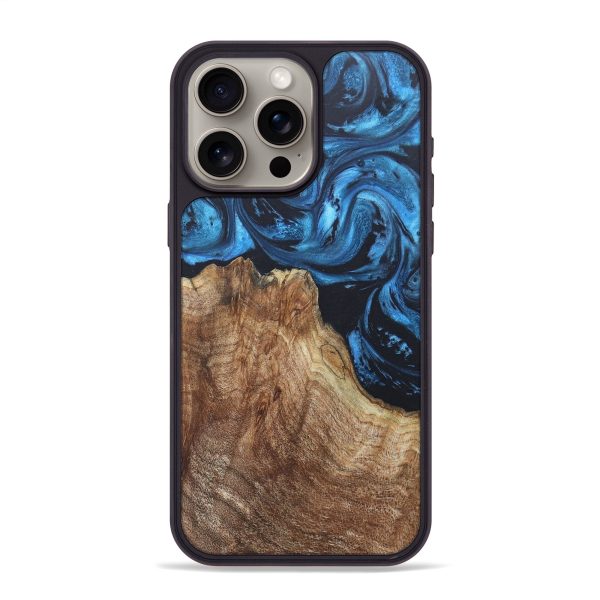 iPhone 15 Pro Max Wood+Resin Phone Case - Alaya (Blue, 671138) Fashion