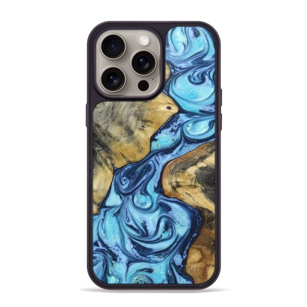 iPhone 15 Pro Max Wood+Resin Phone Case - May (Blue, 670066) Online Hot Sale