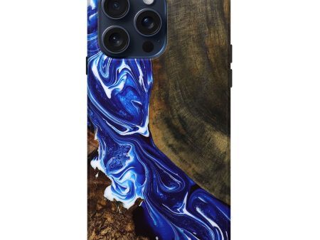 iPhone 15 Pro Max Wood+Resin Live Edge Phone Case - Rhett (Blue, 667552) Online Hot Sale