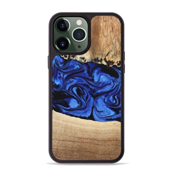 iPhone 13 Pro Max Wood+Resin Phone Case - Fredrick (Blue, 666647) on Sale