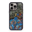 iPhone 15 Pro Max Wood+Resin Phone Case - Vonda (Teal & Gold, 667505) Sale