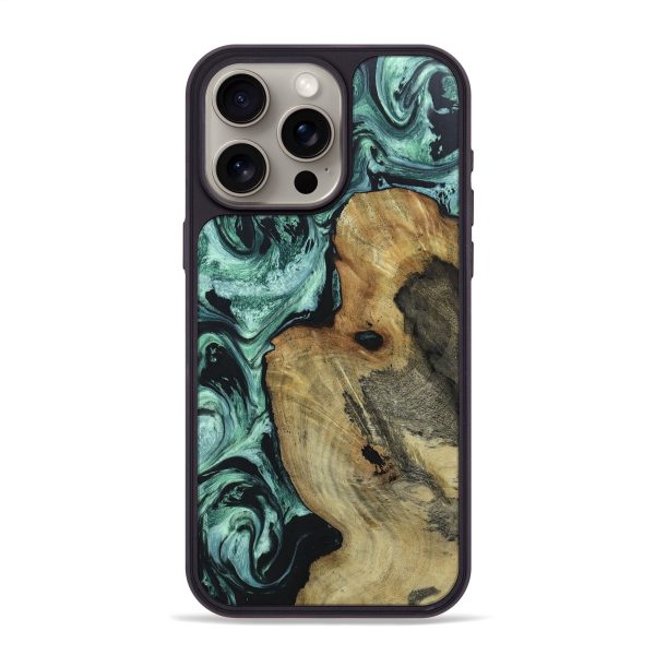 iPhone 15 Pro Max Wood+Resin Phone Case - Gary (Green, 670936) Online