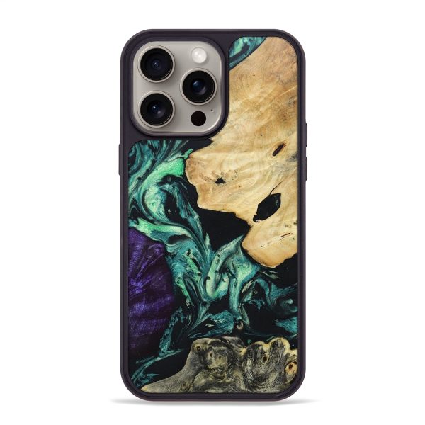 iPhone 15 Pro Max Wood+Resin Phone Case - Arielle (Mosaic, 667785) Online now