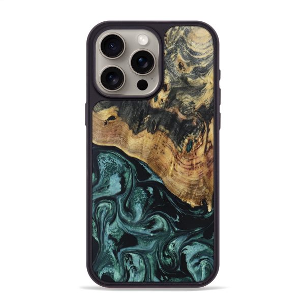 iPhone 15 Pro Max Wood+Resin Phone Case - Stacie (Green, 670940) on Sale