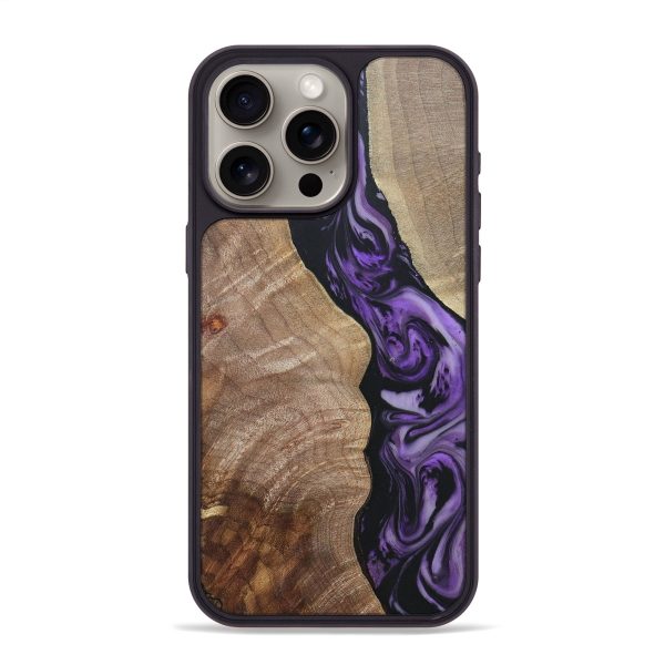 iPhone 15 Pro Max Wood+Resin Phone Case - Sally (Purple, 671039) Online Hot Sale