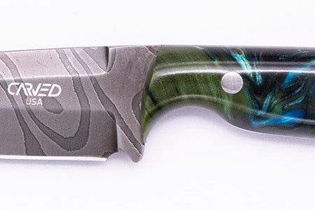 Carved Damascus Field Knife #20662 Discount