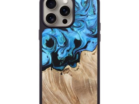 iPhone 15 Pro Max Wood+Resin Phone Case - Vonda (Blue, 670078) Online Sale