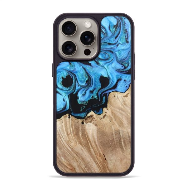 iPhone 15 Pro Max Wood+Resin Phone Case - Vonda (Blue, 670078) Online Sale