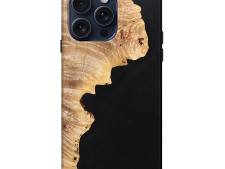 iPhone 15 Pro Max Wood+Resin Live Edge Phone Case - Aleah (Pure Black, 670018) Online Sale