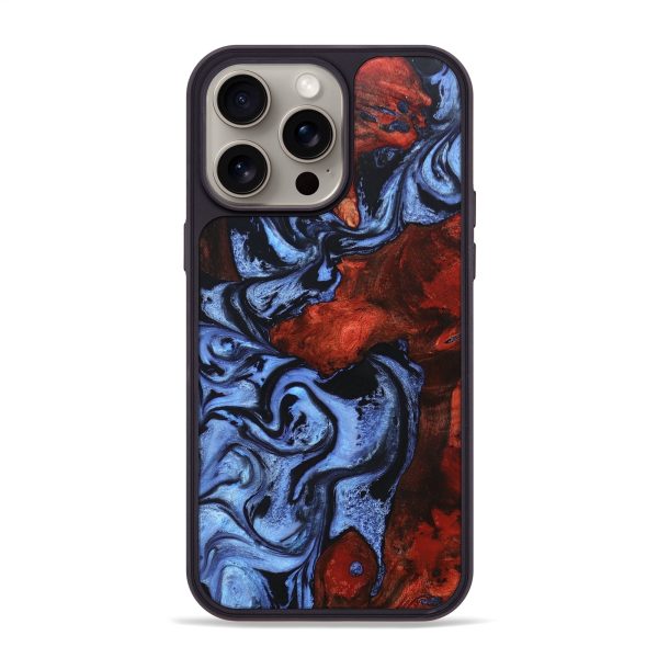 iPhone 15 Pro Max Wood+Resin Phone Case - Horace (Blue, 669700) Cheap