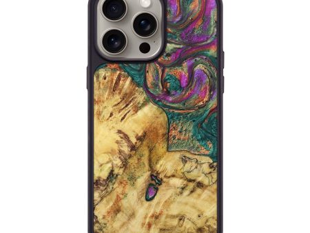 iPhone 15 Pro Max Wood+Resin Phone Case - Kizzy (Green, 669947) For Sale