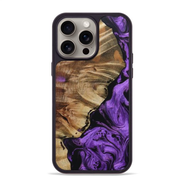 iPhone 15 Pro Max Wood+Resin Phone Case - Dennis (Purple, 667434) Hot on Sale