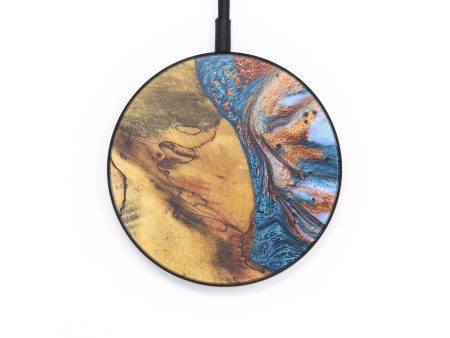 Circle Wood+Resin Wireless Charger - Sophie (Teal & Gold, 671403) Cheap