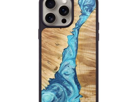 iPhone 15 Pro Max Wood+Resin Phone Case - Malia (Blue, 668494) For Cheap