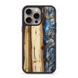 iPhone 15 Pro Max Wood+Resin Phone Case - Ryder (Teal & Gold, 669683) For Sale