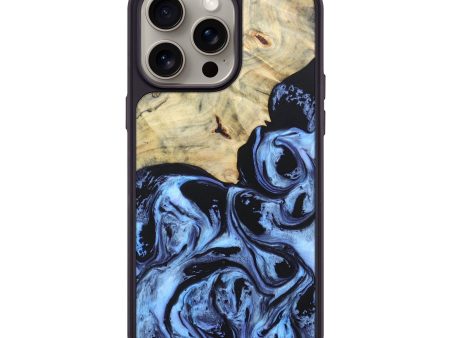 iPhone 15 Pro Max Wood+Resin Phone Case - Natalia (Blue, 669737) Hot on Sale