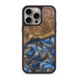 iPhone 15 Pro Max Wood+Resin Phone Case - Eddie (Teal & Gold, 668777) For Cheap