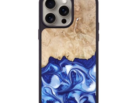 iPhone 15 Pro Max Wood+Resin Phone Case - Mae (Blue, 666336) Supply