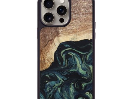 iPhone 15 Pro Max Wood+Resin Phone Case - Presley (Green, 666402) Hot on Sale