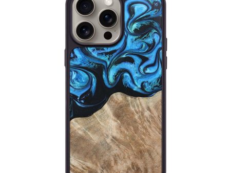 iPhone 15 Pro Max Wood+Resin Phone Case - Chandler (Blue, 668656) For Sale