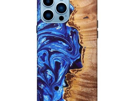 iPhone 14 Pro Max Wood+Resin Live Edge Phone Case - Alison (Blue, 668250) Supply