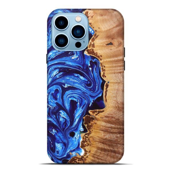 iPhone 14 Pro Max Wood+Resin Live Edge Phone Case - Alison (Blue, 668250) Supply