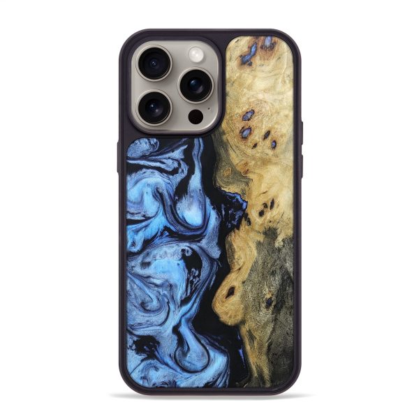 iPhone 15 Pro Max Wood+Resin Phone Case - Jeanne (Blue, 666428) Online