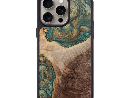 iPhone 15 Pro Max Wood+Resin Phone Case - Cory (Green, 666284) Fashion