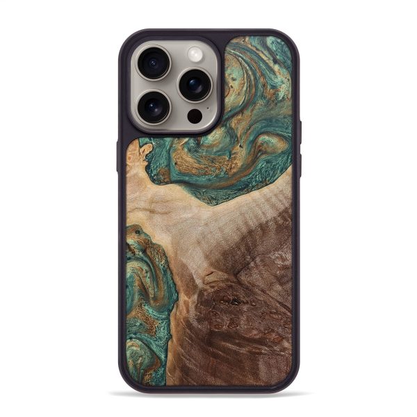 iPhone 15 Pro Max Wood+Resin Phone Case - Cory (Green, 666284) Fashion