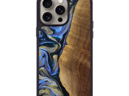 iPhone 15 Pro Max Wood+Resin Phone Case - Walker (Teal & Gold, 667208) Hot on Sale