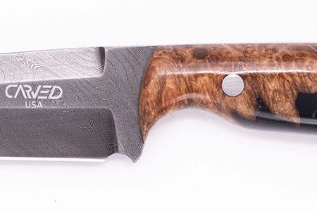 Carved Damascus Field Knife #20600 Fashion