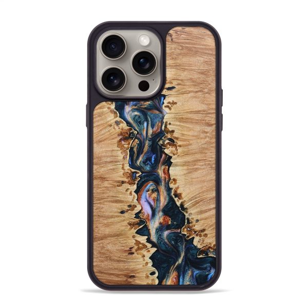 iPhone 15 Pro Max Wood+Resin Phone Case - Archer (Teal & Gold, 668137) Online Sale