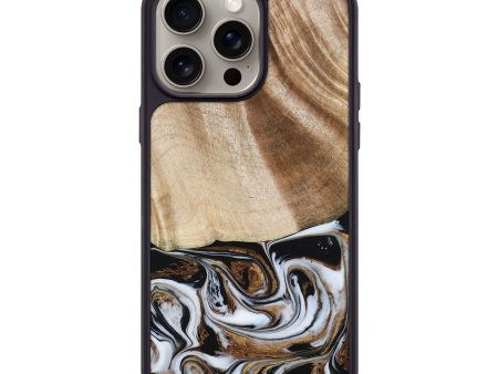 iPhone 15 Pro Max Wood+Resin Phone Case - Jasmin (Black & White, 667633) Supply