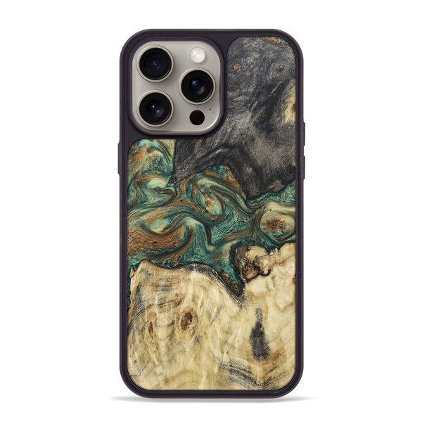 iPhone 15 Pro Max Wood+Resin Phone Case - Timothy (Green, 666389) Supply