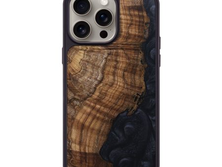 iPhone 15 Pro Max Wood+Resin Phone Case - Danica (Pure Black, 668934) For Sale