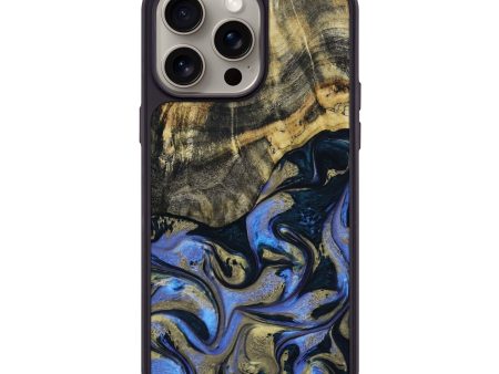 iPhone 15 Pro Max Wood+Resin Phone Case - Randal (Teal & Gold, 667201) Supply