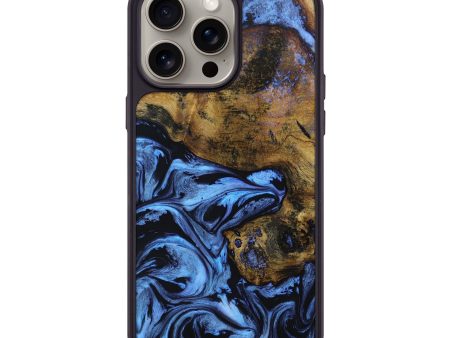 iPhone 15 Pro Max Wood+Resin Phone Case - Candice (Blue, 667609) For Cheap