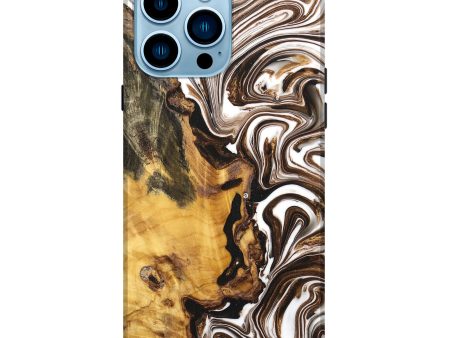 iPhone 14 Pro Max Wood+Resin Live Edge Phone Case - Brianne (Black & White, 668845) Fashion