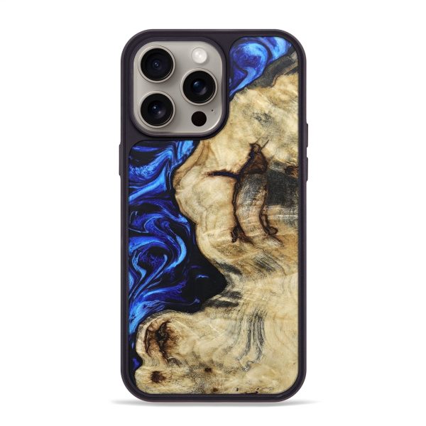 iPhone 15 Pro Max Wood+Resin Phone Case - Maxine (Blue, 666345) Online