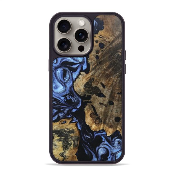 iPhone 15 Pro Max Wood+Resin Phone Case - Abby (Blue, 669751) Hot on Sale