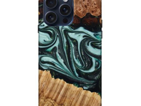 iPhone 15 Pro Max Wood+Resin Live Edge Phone Case - Wren (Green, 667297) Fashion