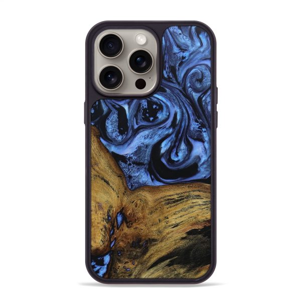 iPhone 15 Pro Max Wood+Resin Phone Case - Dulce (Blue, 667610) Online now