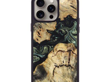 iPhone 15 Pro Max Wood+Resin Phone Case - Dewey (Green, 666277) Supply