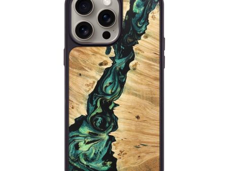 iPhone 15 Pro Max Wood+Resin Phone Case - Esther (Green, 666528) on Sale